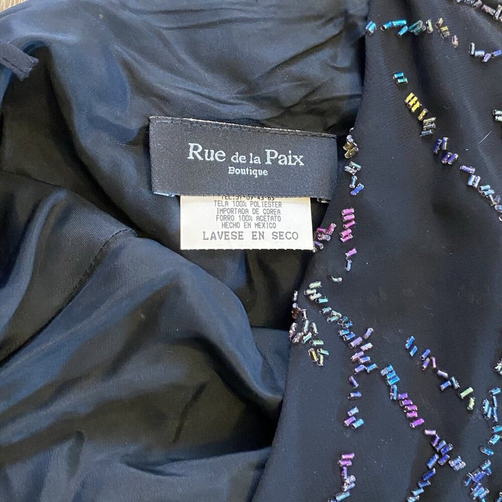 Rue De La Paix Dress Women's Black Sz 30 M Rainbow Beaded Asymmetrical Hem Fairy - Picture 3 of 16